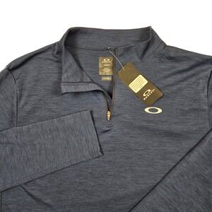 Oakley Origin Qtr Zip Men M Navy NEW Hydrolix Pullover FOA405922 Heathered